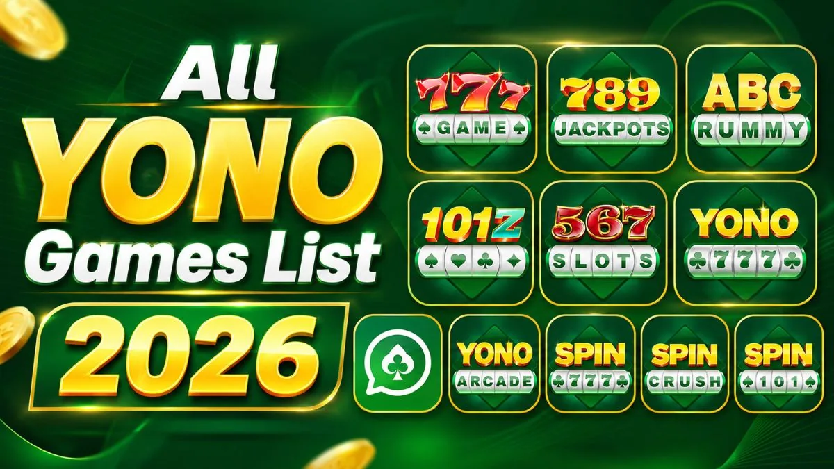 All Yono games directory concept showing category cards for rummy, card games, arcade, casual games, and app listings